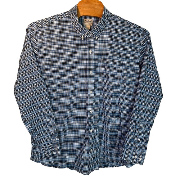 L.L. Bean Traditional Fit Long Sleeve Blue Plaid Button‎ Down Mens Size XXL 2XL - Picture 1 of 4